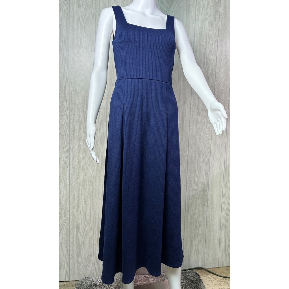 Nine Britton Emaline Navy Blue Ribbed Cutout Detail Midi Dress Size S Stitch Fix